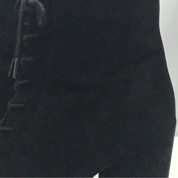 BLACK FAUX SUEDE STACKED HEEL BOOTS - Picture 14 of 15